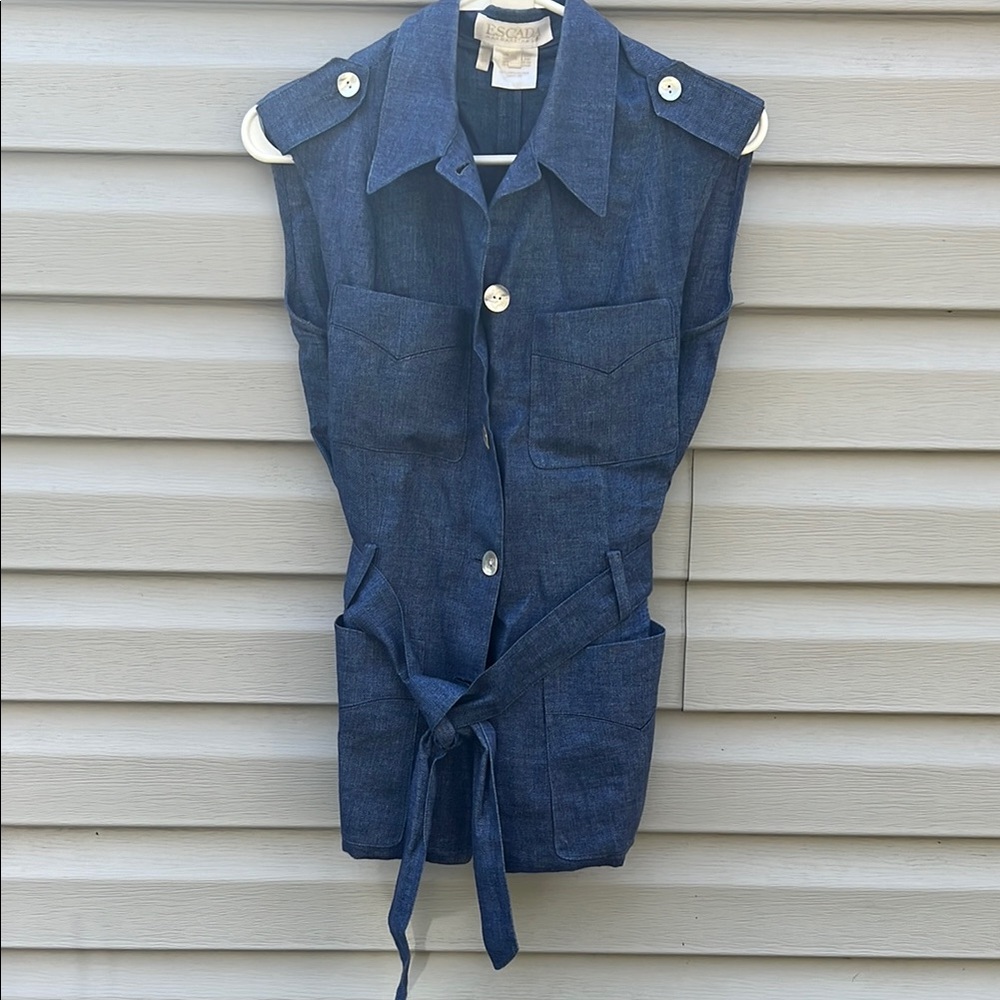 Escada | 100% Linen Chambray Button Down Top size 38 Medium